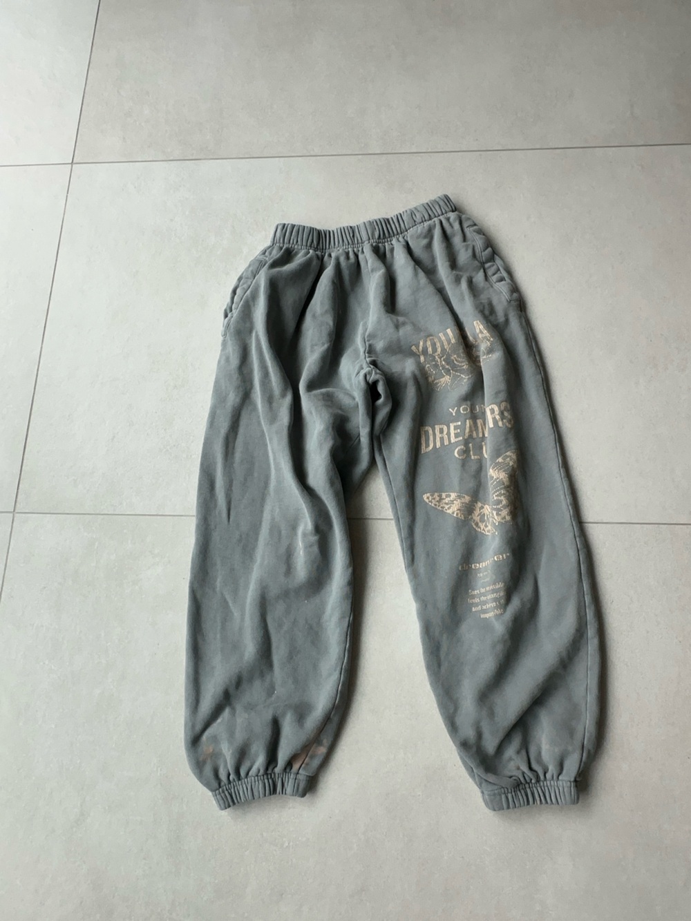 YoungLA Gray Sweat Joggers with Cream Graphic